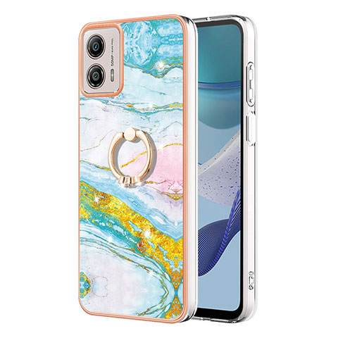 Coque Silicone Motif Fantaisie Souple Couleur Unie Etui Housse avec Support Bague Anneau YB5 pour Motorola Moto G53y 5G Colorful