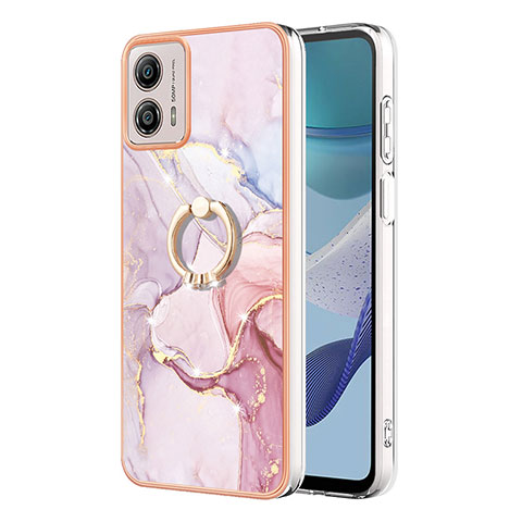 Coque Silicone Motif Fantaisie Souple Couleur Unie Etui Housse avec Support Bague Anneau YB5 pour Motorola Moto G53y 5G Rose