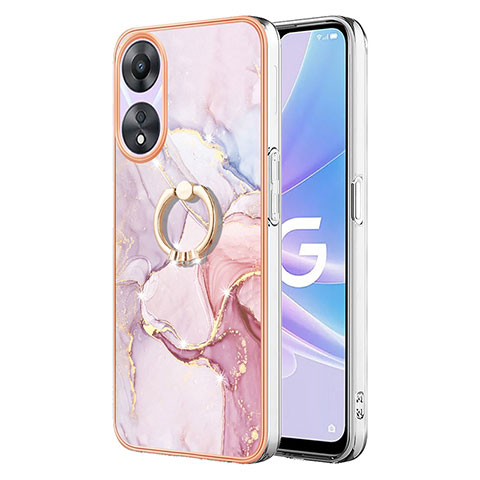 Coque Silicone Motif Fantaisie Souple Couleur Unie Etui Housse avec Support Bague Anneau YB5 pour Oppo A58 5G Violet Clair