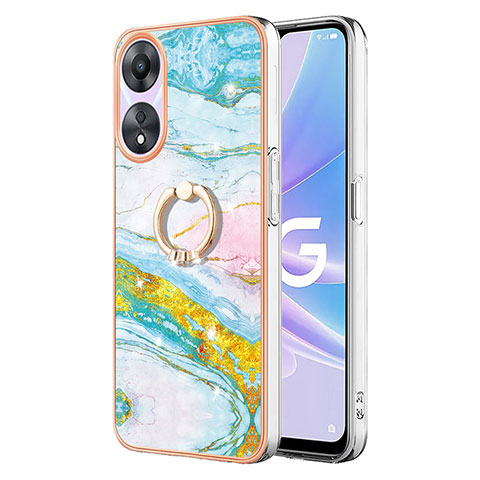 Coque Silicone Motif Fantaisie Souple Couleur Unie Etui Housse avec Support Bague Anneau YB5 pour Oppo A78 5G Colorful