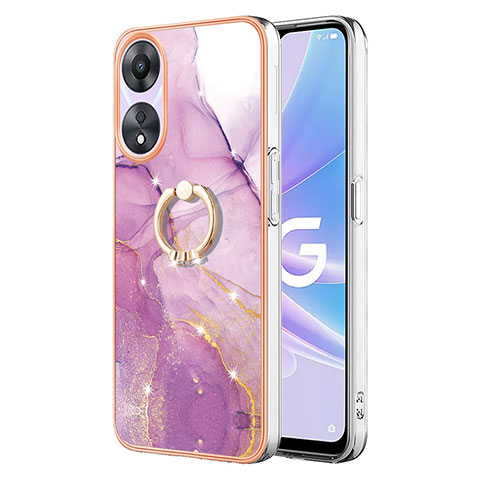 Coque Silicone Motif Fantaisie Souple Couleur Unie Etui Housse avec Support Bague Anneau YB5 pour Oppo A78 5G Rose