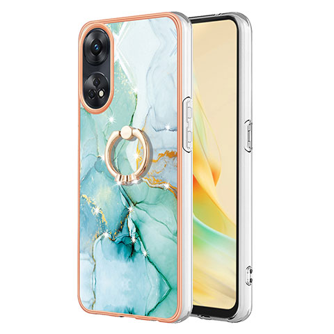 Coque Silicone Motif Fantaisie Souple Couleur Unie Etui Housse avec Support Bague Anneau YB5 pour Oppo Reno8 T 4G Vert