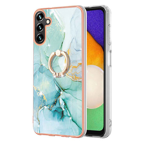 Coque Silicone Motif Fantaisie Souple Couleur Unie Etui Housse avec Support Bague Anneau YB5 pour Samsung Galaxy A34 5G Vert