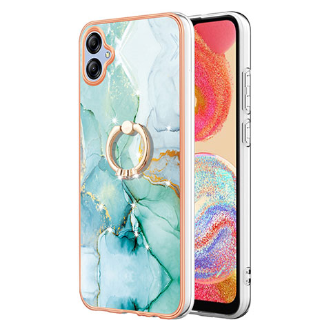 Coque Silicone Motif Fantaisie Souple Couleur Unie Etui Housse avec Support Bague Anneau YB5 pour Samsung Galaxy M04 Vert