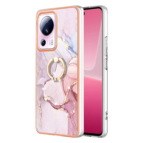 Coque Silicone Motif Fantaisie Souple Couleur Unie Etui Housse avec Support Bague Anneau YB5 pour Xiaomi Mi 13 Lite 5G Rose