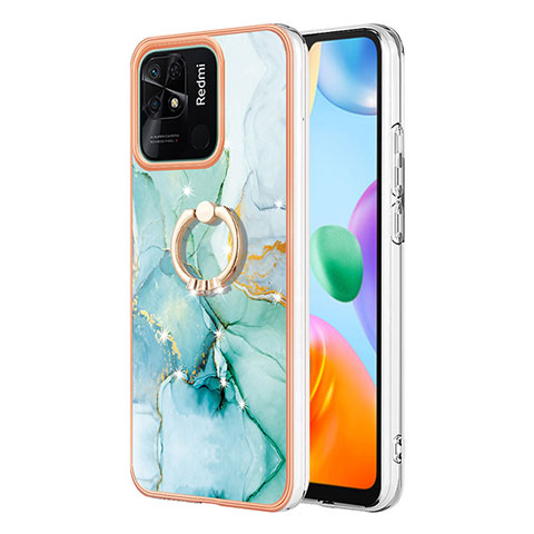 Coque Silicone Motif Fantaisie Souple Couleur Unie Etui Housse avec Support Bague Anneau YB5 pour Xiaomi Redmi 10 Power Vert