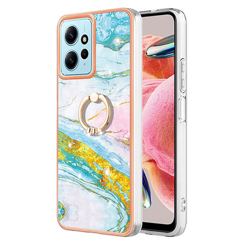 Coque Silicone Motif Fantaisie Souple Couleur Unie Etui Housse avec Support Bague Anneau YB5 pour Xiaomi Redmi Note 12 4G Colorful