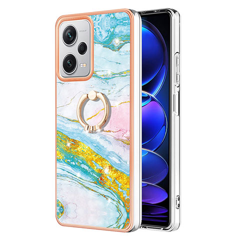 Coque Silicone Motif Fantaisie Souple Couleur Unie Etui Housse avec Support Bague Anneau YB5 pour Xiaomi Redmi Note 12 Explorer Colorful