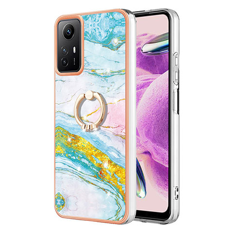 Coque Silicone Motif Fantaisie Souple Couleur Unie Etui Housse avec Support Bague Anneau YB5 pour Xiaomi Redmi Note 12S Colorful