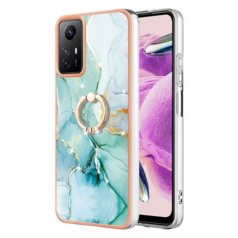 Coque Silicone Motif Fantaisie Souple Couleur Unie Etui Housse avec Support Bague Anneau YB5 pour Xiaomi Redmi Note 12S Vert