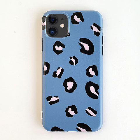 Coque Silicone Motif Fantaisie Souple Couleur Unie Etui Housse pour Apple iPhone 11 Bleu