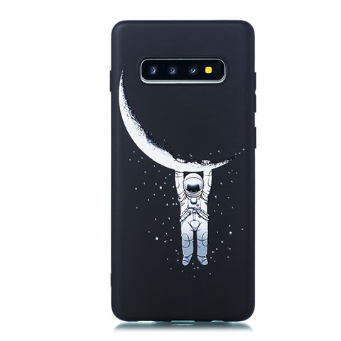 Coque Silicone Motif Fantaisie Souple Couleur Unie Etui Housse pour Samsung Galaxy S10 Noir