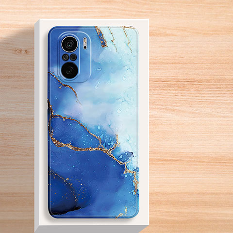 Coque Silicone Motif Fantaisie Souple Couleur Unie Etui Housse pour Xiaomi Poco F3 5G Bleu