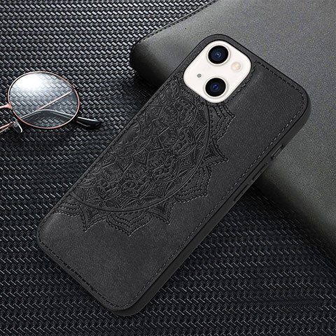 Coque Silicone Motif Fantaisie Souple Couleur Unie Etui Housse S01 pour Apple iPhone 13 Mini Noir