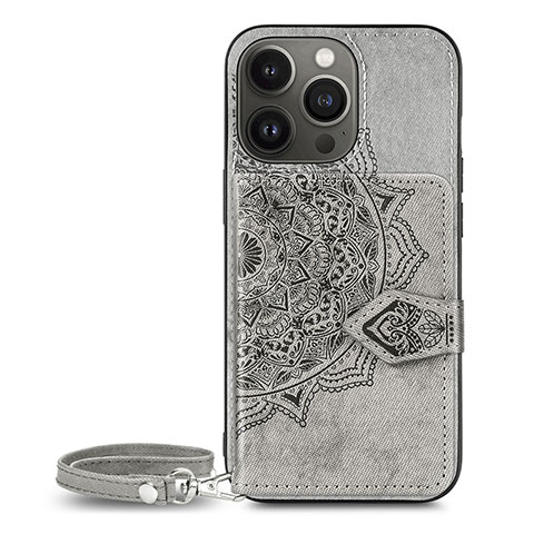 Coque Silicone Motif Fantaisie Souple Couleur Unie Etui Housse S01 pour Apple iPhone 13 Pro Gris