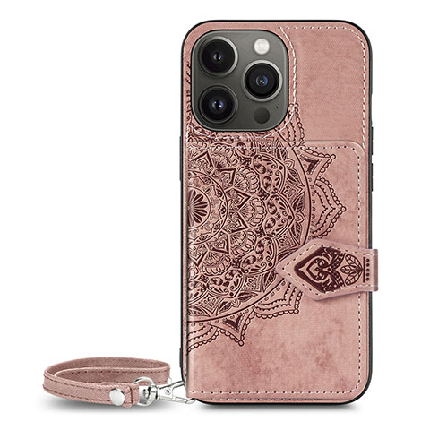 Coque Silicone Motif Fantaisie Souple Couleur Unie Etui Housse S01 pour Apple iPhone 13 Pro Max Or Rose