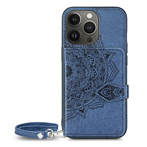 Coque Silicone Motif Fantaisie Souple Couleur Unie Etui Housse S01 pour Apple iPhone 14 Pro Bleu