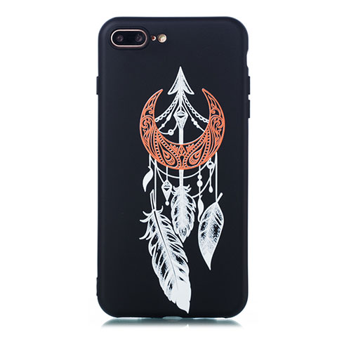 Coque Silicone Motif Fantaisie Souple Couleur Unie Etui Housse S01 pour Apple iPhone 8 Plus Noir