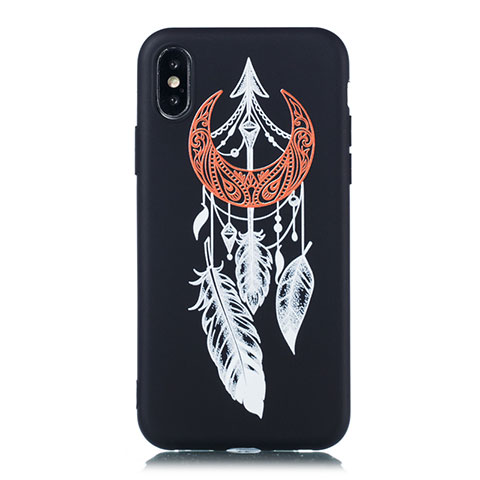 Coque Silicone Motif Fantaisie Souple Couleur Unie Etui Housse S01 pour Apple iPhone XR Noir