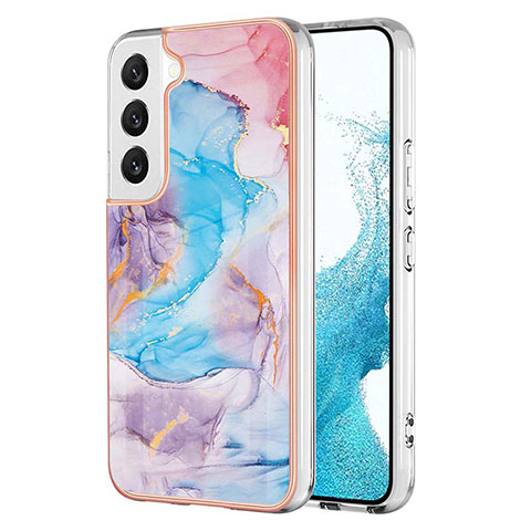 Coque Silicone Motif Fantaisie Souple Couleur Unie Etui Housse S01 pour Samsung Galaxy S22 Plus 5G Bleu