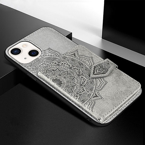 Coque Silicone Motif Fantaisie Souple Couleur Unie Etui Housse S02 pour Apple iPhone 13 Gris