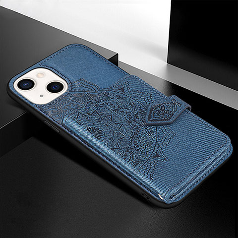 Coque Silicone Motif Fantaisie Souple Couleur Unie Etui Housse S02 pour Apple iPhone 13 Mini Bleu