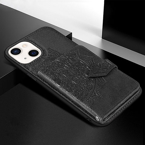 Coque Silicone Motif Fantaisie Souple Couleur Unie Etui Housse S02 pour Apple iPhone 13 Mini Noir