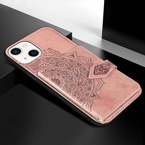 Coque Silicone Motif Fantaisie Souple Couleur Unie Etui Housse S02 pour Apple iPhone 13 Mini Or Rose