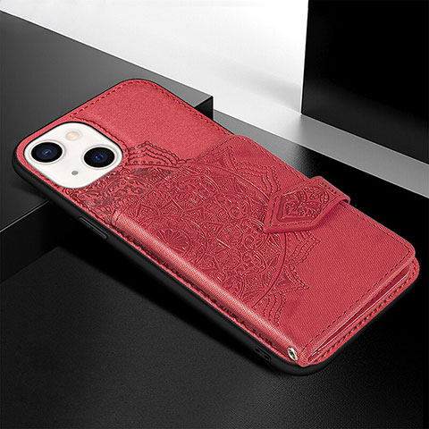 Coque Silicone Motif Fantaisie Souple Couleur Unie Etui Housse S02 pour Apple iPhone 13 Mini Rouge