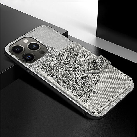 Coque Silicone Motif Fantaisie Souple Couleur Unie Etui Housse S02 pour Apple iPhone 13 Pro Max Gris