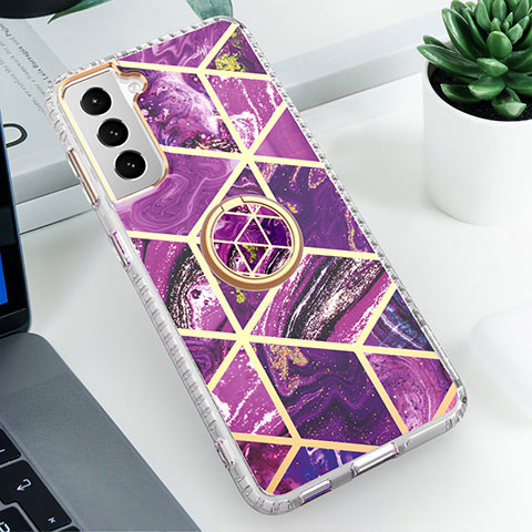 Coque Silicone Motif Fantaisie Souple Couleur Unie Etui Housse S02 pour Samsung Galaxy S21 5G Violet