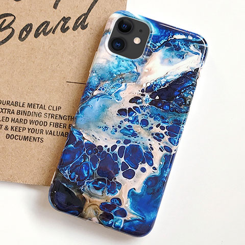 Coque Silicone Motif Fantaisie Souple Couleur Unie Etui Housse S03 pour Apple iPhone 11 Bleu