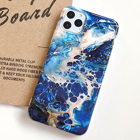 Coque Silicone Motif Fantaisie Souple Couleur Unie Etui Housse S03 pour Apple iPhone 11 Pro Bleu