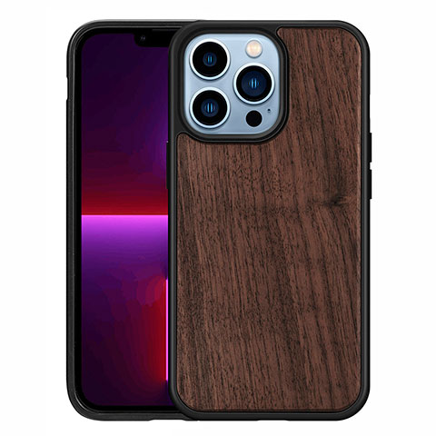 Coque Silicone Motif Fantaisie Souple Couleur Unie Etui Housse S03 pour Apple iPhone 13 Pro Marron