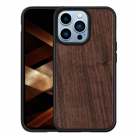 Coque Silicone Motif Fantaisie Souple Couleur Unie Etui Housse S03 pour Apple iPhone 14 Pro Marron