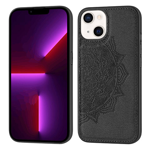 Coque Silicone Motif Fantaisie Souple Couleur Unie Etui Housse S04 pour Apple iPhone 13 Mini Noir