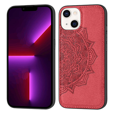 Coque Silicone Motif Fantaisie Souple Couleur Unie Etui Housse S04 pour Apple iPhone 13 Mini Rouge