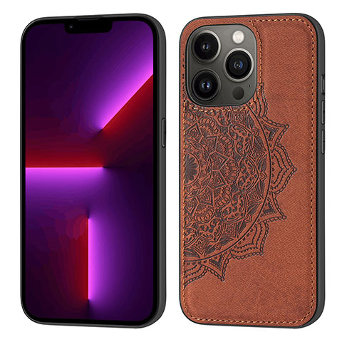 Coque Silicone Motif Fantaisie Souple Couleur Unie Etui Housse S04 pour Apple iPhone 13 Pro Marron