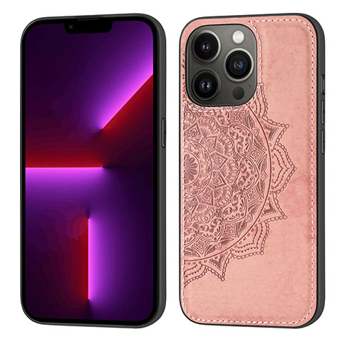 Coque Silicone Motif Fantaisie Souple Couleur Unie Etui Housse S04 pour Apple iPhone 13 Pro Or Rose