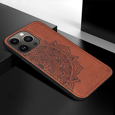 Coque Silicone Motif Fantaisie Souple Couleur Unie Etui Housse S05 pour Apple iPhone 13 Pro Marron