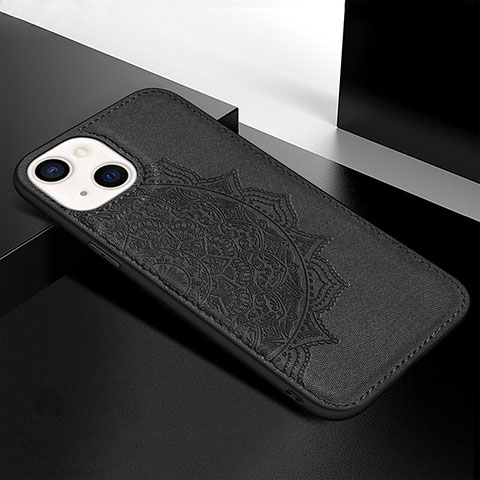 Coque Silicone Motif Fantaisie Souple Couleur Unie Etui Housse S05 pour Apple iPhone 14 Noir