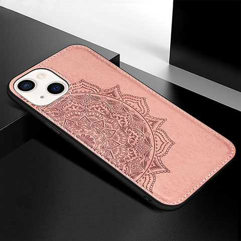 Coque Silicone Motif Fantaisie Souple Couleur Unie Etui Housse S05 pour Apple iPhone 14 Or Rose