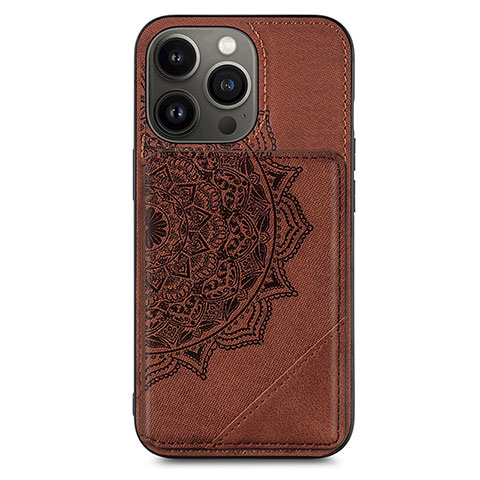 Coque Silicone Motif Fantaisie Souple Couleur Unie Etui Housse S06 pour Apple iPhone 13 Pro Marron