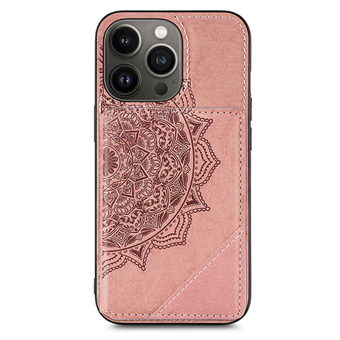 Coque Silicone Motif Fantaisie Souple Couleur Unie Etui Housse S06 pour Apple iPhone 13 Pro Or Rose