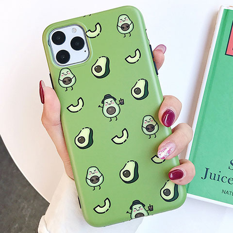 Coque Silicone Motif Fantaisie Souple Couleur Unie Etui Housse S14 pour Apple iPhone 11 Pro Max Vert