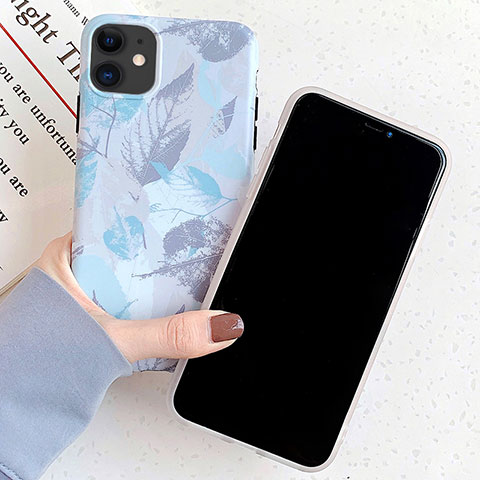 Coque Silicone Motif Fantaisie Souple Couleur Unie Etui Housse S15 pour Apple iPhone 11 Bleu Ciel