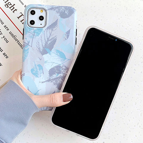 Coque Silicone Motif Fantaisie Souple Couleur Unie Etui Housse S15 pour Apple iPhone 11 Pro Bleu Ciel