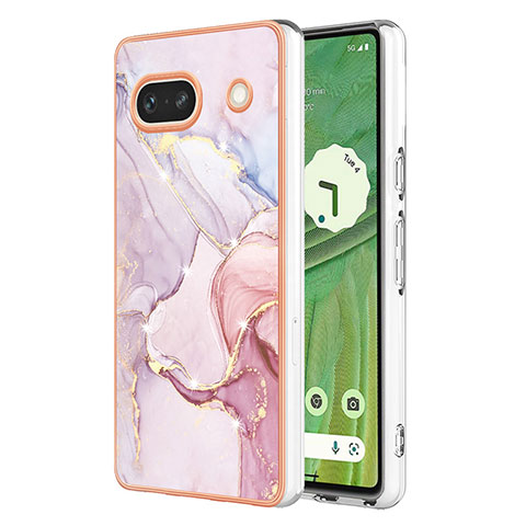 Coque Silicone Motif Fantaisie Souple Couleur Unie Etui Housse Y01B pour Google Pixel 7a 5G Rose