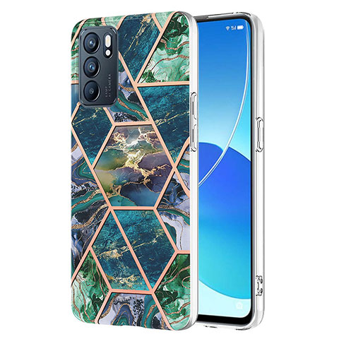 Coque Silicone Motif Fantaisie Souple Couleur Unie Etui Housse Y01B pour Oppo Reno6 5G Vert Nuit