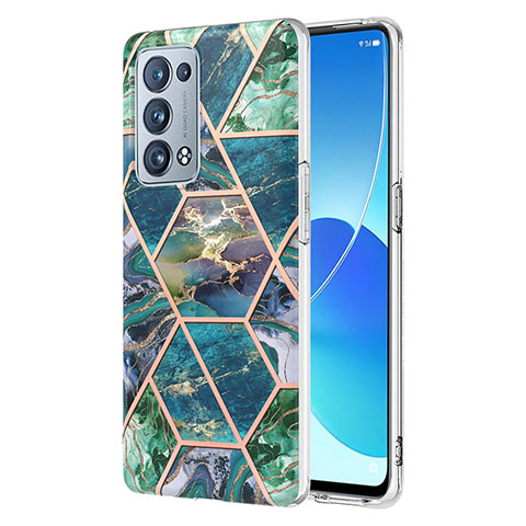 Coque Silicone Motif Fantaisie Souple Couleur Unie Etui Housse Y01B pour Oppo Reno6 Pro 5G Vert Nuit